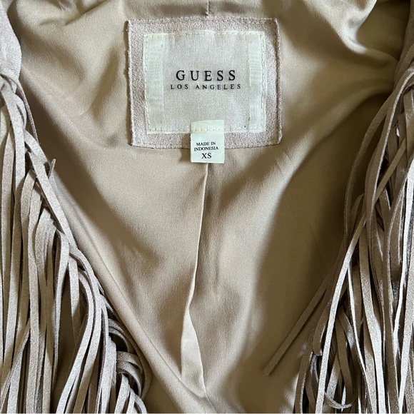GUESS VINTAGE TAN FAUX SUEDE JACKET WITH FRINGE SIZE XS - Picture 9 of 10